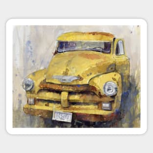 Vintage Old Truck- Yellow Sticker